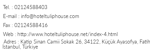 Hotel Tulip House telefon numaralar, faks, e-mail, posta adresi ve iletiim bilgileri